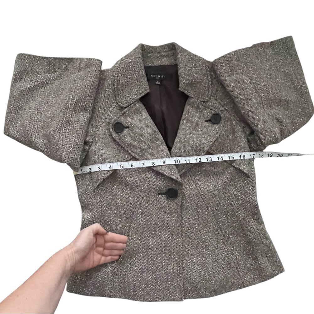 Nine West 2 piece Pant Suit - Textured Brown beige Herringbone fully lined Sz: 4 - Picture 9 of 13